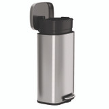 HLS COMMERCIAL HLSS08RFR Fire-Resistant Step Pedal Trash Can, 8 gal, Plastic/Stainless Steel, Silver