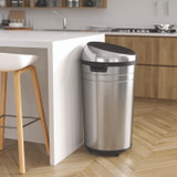 HLS COMMERCIAL HLS23RC Extra-Large Sensor Trash Can with Wheels, 23 gal, Plastic/Stainless Steel, Silver/Black