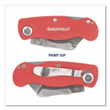 GREAT NECK SAW MFG. Sheffield 12614 Quick Change Lock Back Utility Knife, 1.25" Blade, 3.5" Aluminum Handle, Red