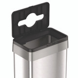 HLS COMMERCIAL HLS21UOTMTRS Open Top Trash Bin with Wheels and Color-Coded Lid, 21 gal, Plastic/Stainless Steel, Silver/Black