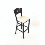 JMC FURNITURE CRBBVCRMC Circle Series Barstool, Supports Up to 300 lb, 28.5" Seat Height, Cream Seat, Dark Walnut Back, Black Base