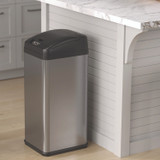 HLS COMMERCIAL HLS13MX Sensor Trash Can, Rectangular, 13 gal, Plastic/Stainless Steel, Silver