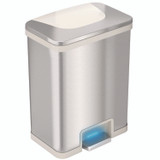 HLS COMMERCIAL HLS13SW Step Pedal-Sensor Trash Can, 13 gal, Plastic/Stainless Steel, Silver/White