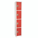 ADIROFFICE I629204RED Steel Storage Locker, 4 Compartment, 12 x 12 x 72, Red