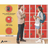 ADIROFFICE I629204RED Steel Storage Locker, 4 Compartment, 12 x 12 x 72, Red