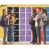 ADIROFFICE I629206PUR Steel Storage Locker, 6 Compartment, 12 x 12 x 72, Purple