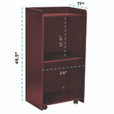 ADIROFFICE I66107MA Wood Mobile Presentation Lectern Speaker Stand with Shelves, 22.44 x 16.53 x 45.98, Mahogany