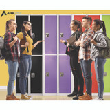ADIROFFICE I629202PUR Steel Storage Locker, 2 Compartment, 12 x 12 x 72, Purple