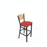 JMC FURNITURE JRBBVREDD Jones River Series Barstool, Supports Up to 300 lb, 28.5" Seat Height, Red Seat, Natural Back, Black Base