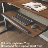 EUREKA ERGONOMIC L60LWN L-Shaped Standing Desk with Keyboard Tray, Left Desk, 61.25" x 43.25" x 34.38" to 52.88", Walnut/Black