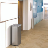 HLS COMMERCIAL HLS18WRSL Wings Lid Sensor Trash Can, 18 gal, Plastic/Stainless Steel, Silver