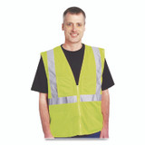 PROTECTIVE INDUSTRIAL PRODUCTS INC PIP 3020702ZLY2X ANSI Class 2 Two-Pocket Zipper Mesh Safety Vest, 2X-Large, Hi-Viz Lime Yellow