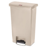 RUBBERMAID COMMERCIAL PROD. 1883458 Streamline Resin Step-On Container, Front Step Style, 13 gal, Polyethylene, Beige
