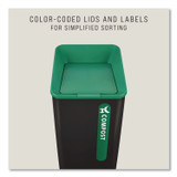 RUBBERMAID COMMERCIAL PROD. 2078992 Sustain Decorative Refuse with Recycling Lid, 23 gal, Metal/Plastic, Black/Green