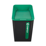 RUBBERMAID COMMERCIAL PROD. 2078992 Sustain Decorative Refuse with Recycling Lid, 23 gal, Metal/Plastic, Black/Green