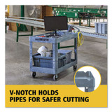 RUBBERMAID COMMERCIAL PROD. 2192464 BRUTE Heavy-Duty Ergo Handle Utility Cart, Plastic, Two Shelves, 500 lb Capacity, 25.5" x 44" x 39", Gray