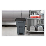 RUBBERMAID COMMERCIAL PROD. 1971956 Brute Step-On Rollouts, 50 gal, Metal/Plastic, Gray