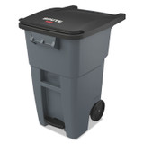 RUBBERMAID COMMERCIAL PROD. 1971956 Brute Step-On Rollouts, 50 gal, Metal/Plastic, Gray