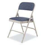 NATIONAL PUBLIC SEATING NPS® 2205 2200 Series Fabric Dual-Hinge Premium Folding Chair, Supports Up to 500 lb, Blue Seat, Blue Back, Gray Base, 4/Carton