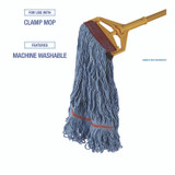 BOARDWALK LM30311L Cotton Mop Heads, Cotton/Synthetic, Large, Looped End, Wideband, Blue, 12/Carton