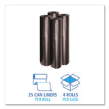 BOARDWALK 518 Recycled Low-Density Polyethylene Can Liners, 56 gal, 1.2 mil, 43" x 47", Black, Perforated, 10 Bags/Roll, 10 Rolls/Carton