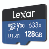 LEXAR MEDIA INC. LSDMI128B2U6 High Performance BLUE Series microSDXC Memory Card with Adapter, UHS-I V30 U1 Class 10, 128 GB, 2/Pack