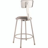 NATIONAL PUBLIC SEATING NPS® 6424B 6400 Series Heavy Duty Vinyl Padded Steel Stool With Backrest, Supports Up to 500 lb, 24" Seat Height, Gray Seat, Gray Base