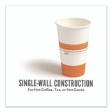 PERK PK54368CT Paper Hot Cups, 16 oz, White/Orange, 500/Carton