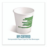 PERK PK56223CT Eco-ID Compostable Paper Hot Cups, 10 oz, White/Green, 500/Carton
