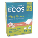 EARTH FRIENDLY PRODUCTS ECOS® 953610 Liquidless Laundry Detergent Sheets, Magnolia and Lily, 6.17 oz Box, 50 Sheets