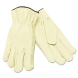 MCR SAFETY 3400M Unlined Pigskin Driver Gloves, Gunn Cut, Straight Thumb, Medium, Cream, 12 Pairs