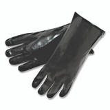 MCR SAFETY 6218 Smooth Finish Single Dipped PVC Gloves, 18" Long, Large, Black, 12 Pairs