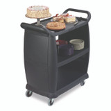 BOARDWALK BCART3 Bussing Cart, Plastic, 3 Shelves, 300 lb Capacity, 18 x 36.25 x 38, Black