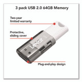 LEXAR MEDIA INC. LJDS6064GB3N JumpDrive S60 USB 2.0 Flash Drive, 64 GB, Gray/White, 3/Pack