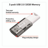 LEXAR MEDIA INC. LJDS6032GB3N JumpDrive S60 USB 2.0 Flash Drive, 32 GB, Gray/White, 3/Pack