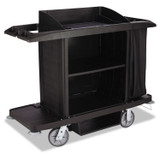 RUBBERMAID COMMERCIAL PROD. FG618900BLA Housekeeping Cart, Plastic, 3 Shelves, 2 Bins, 22" x 60" x 50", Black