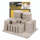 3M/COMMERCIAL TAPE DIV. Scotch™ FP845199NA Felt Pad Protectors, Assorted Sizes and Shapes, Beige, 199/Pack