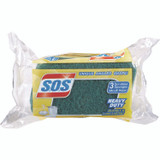 CLOROX SALES CO. S.O.S.® 91029CT Heavy Duty Scrubber Sponge, 2.5 x 4.5, 0.9" Thick, Yellow/Green, 3/Pack, 8 Packs/Carton