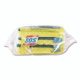 CLOROX SALES CO. S.O.S.® 91029CT Heavy Duty Scrubber Sponge, 2.5 x 4.5, 0.9" Thick, Yellow/Green, 3/Pack, 8 Packs/Carton