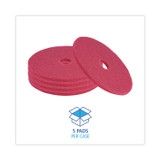 BOARDWALK 4020 RED Buffing Floor Pads, 20" Diameter, Red, 5/Carton