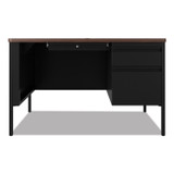 HIRSH INDUSTRIES SPACE SOLUTIONS 22652 Teachers Pedestal Desks, One Right-Hand Pedestal: Box/File Drawers, 48" x 30" x 29.5", Walnut/Black