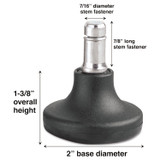 MASTER CASTER COMPANY 70178 Low Profile Bell Glides, Grip Ring Type B Stem, 2" x 1.38" Glide, Matte Black, 5/Set