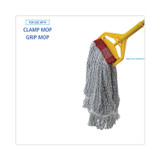 BOARDWALK 553 Floor Finish Mop Head, Wide, Rayon/Polyester, Large, White/Blue Stripes, 12/Carton