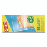 CLOROX SALES CO. Glad® 60771 Fold Top Food Storage Plastic Sandwich Bags, 6.5 x 5.5, Clear, 180 Bags/Box, 12 Boxes/Carton