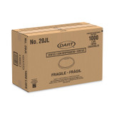 DART 20JL Plastic Lids for Foam Cups, Bowls and Containers, Flat, Vented, Fits 6 oz to 32 oz, Translucent, 100/Pack, 10 Packs/Carton