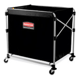 RUBBERMAID COMMERCIAL PROD. 1881750 One-Compartment Collapsible X-Cart, Synthetic Fabric, 9.96 cu ft Bin, 24.1" x 35.7" x 34", Black/Silver