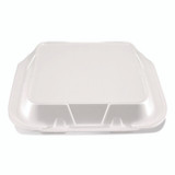 PLASTIFAR SA 12084 Foam Hinged Lid Containers, 9 x 9 x 3, White, Foam, 200/Carton