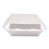 PLASTIFAR SA 12109 Foam Hinged Lid Containers, 3-Compartment, 7.56 x 8.25 x 2.38, White, Foam, 200/Carton