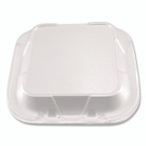 PLASTIFAR SA 12092 Foam Hinged Lid Containers, 3-Compartment, 8.56 x 8 x 2.76, White, Foam, 200/Carton