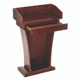 ADIROFFICE I661012CH Wood Stand-Up Podium Lectern Speaker Stand with Drawer and Storage Area, 27.55 x 14 x 43.3, Cherry